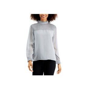 Willow Drive Womens XS Grey Long Sleeve Ruffle Trim Top NWT AI80
